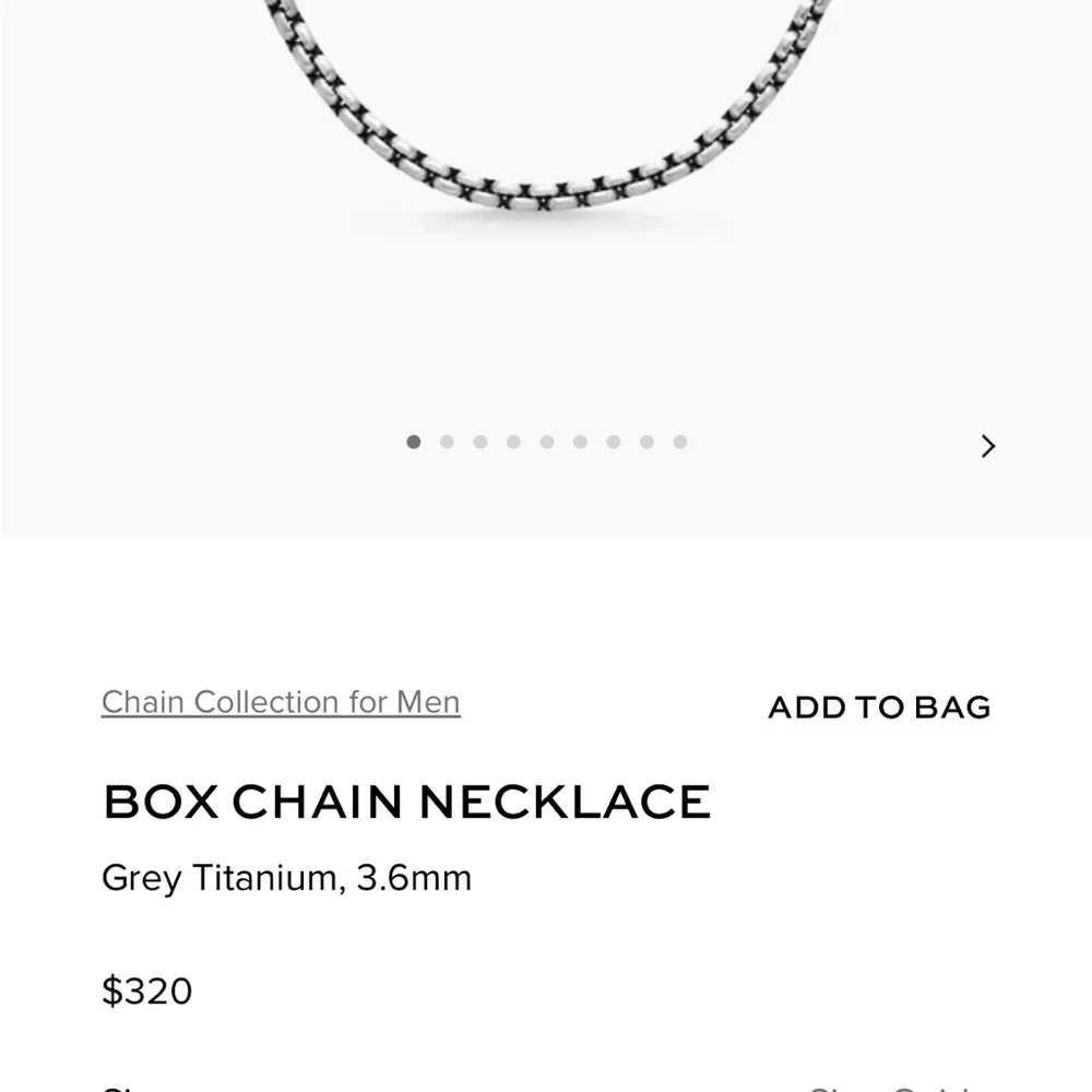 David Yurman Grey Titanium Box Chain Necklace - Picture 2 of 6